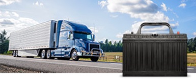 image d’un camion commercial avec batterie de démarrage