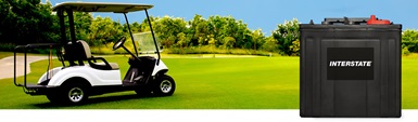 Image d’une voiturette de golf avec batterie de gamme M Interstate