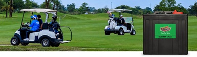 Image d’une voiturette de golf avec batterie Powerfast Interstate