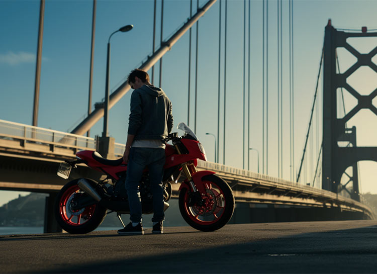 une moto sur le bord de la route